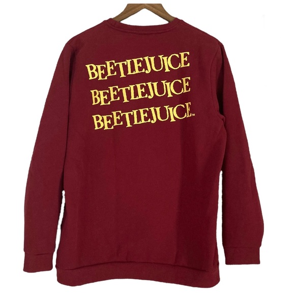 Cakeworthy x Beetlejuice Crewneck Burgundy Pullover Graphic Sweatshirt - Picture 2 of 10
